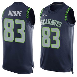 Limited Men's David Moore Navy Blue Jersey - #83 Football Seattle Seahawks Player Name & Number Tank Top