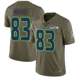 Limited Men's David Moore Olive Jersey - #83 Football Seattle Seahawks 2017 Salute to Service