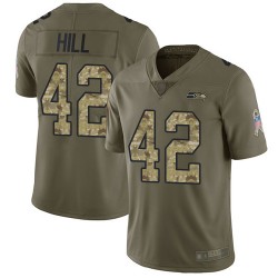 Limited Men's Delano Hill Olive/Camo Jersey - #42 Football Seattle Seahawks 2017 Salute to Service