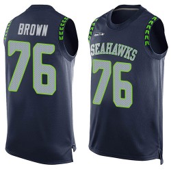 Limited Men's Duane Brown Navy Blue Jersey - #76 Football Seattle Seahawks Player Name & Number Tank Top