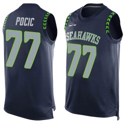 Limited Men's Ethan Pocic Navy Blue Jersey - #77 Football Seattle Seahawks Player Name & Number Tank Top
