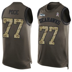 Limited Men's Ethan Pocic Green Jersey - #77 Football Seattle Seahawks Salute to Service Tank Top