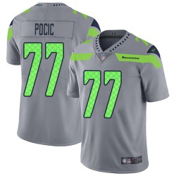 Limited Men's Ethan Pocic Silver Jersey - #77 Football Seattle Seahawks Inverted Legend