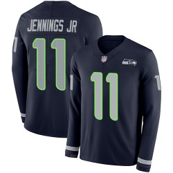 Limited Men's Gary Jennings Jr. Navy Blue Jersey - #11 Football Seattle Seahawks Therma Long Sleeve