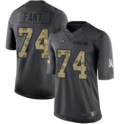 Limited Men's George Fant Black Jersey - #74 Football Seattle Seahawks 2016 Salute to Service