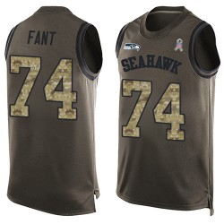 Limited Men's George Fant Green Jersey - #74 Football Seattle Seahawks Salute to Service Tank Top