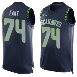 Limited Men's George Fant Navy Blue Jersey - #74 Football Seattle Seahawks Player Name & Number Tank Top