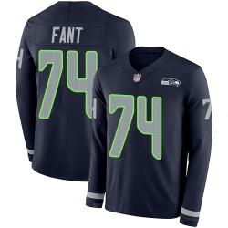Limited Men's George Fant Navy Blue Jersey - #74 Football Seattle Seahawks Therma Long Sleeve