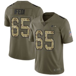 Limited Men's Germain Ifedi Olive/Camo Jersey - #65 Football Seattle Seahawks 2017 Salute to Service