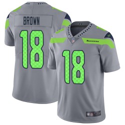 Limited Men's Jaron Brown Silver Jersey - #18 Football Seattle Seahawks Inverted Legend