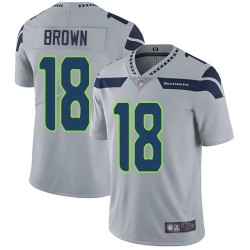 Limited Men's Jaron Brown Grey Alternate Jersey - #18 Football Seattle Seahawks Vapor Untouchable