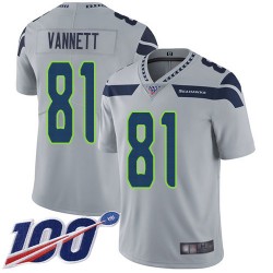 Limited Men's Nick Vannett Grey Alternate Jersey - #81 Football Seattle Seahawks 100th Season Vapor Untouchable