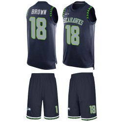 Limited Men's Jaron Brown Navy Blue Jersey - #18 Football Seattle Seahawks Tank Top Suit