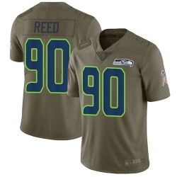 Limited Men's Jarran Reed Olive Jersey - #90 Football Seattle Seahawks 2017 Salute to Service