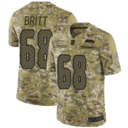 Limited Men's Justin Britt Camo Jersey - #68 Football Seattle Seahawks 2018 Salute to Service