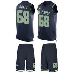 Limited Men's Justin Britt Navy Blue Jersey - #68 Football Seattle Seahawks Tank Top Suit