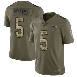Limited Men's Jason Myers Olive/Camo Jersey - #5 Football Seattle Seahawks 2017 Salute to Service