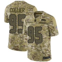 Limited Men's L.J. Collier Camo Jersey - #95 Football Seattle Seahawks 2018 Salute to Service