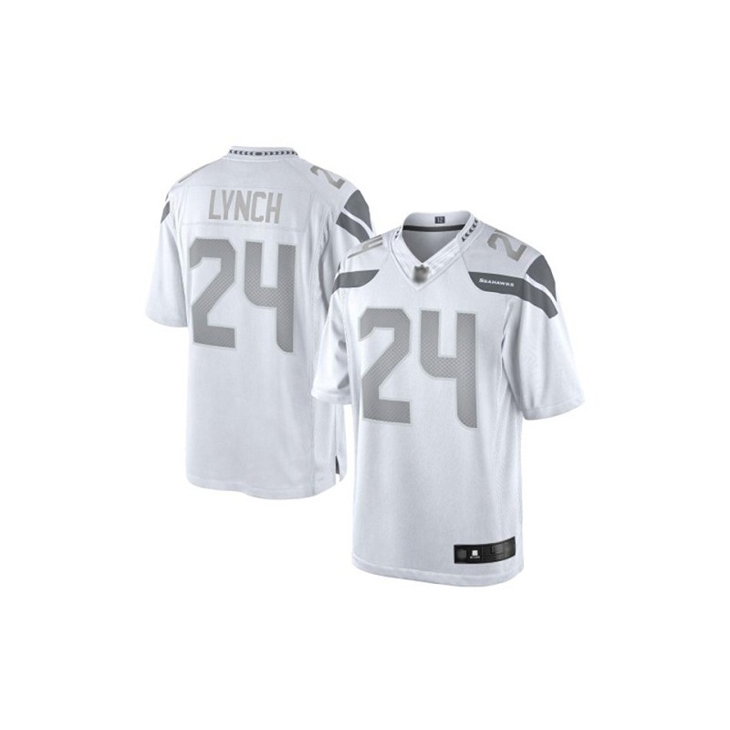 Limited Men's Marshawn Lynch White Jersey - #24 Football Seattle Seahawks  Platinum Size 40/M