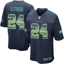 Limited Men's Marshawn Lynch Navy Blue Jersey - #24 Football Seattle Seahawks Strobe