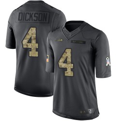 Limited Men's Michael Dickson Black Jersey - #4 Football Seattle Seahawks 2016 Salute to Service