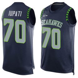 Limited Men's Mike Iupati Navy Blue Jersey - #70 Football Seattle Seahawks Player Name & Number Tank Top