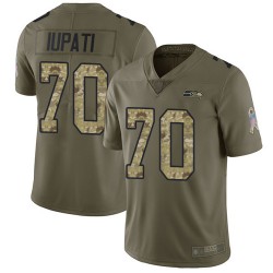 Limited Men's Mike Iupati Olive/Camo Jersey - #70 Football Seattle Seahawks 2017 Salute to Service