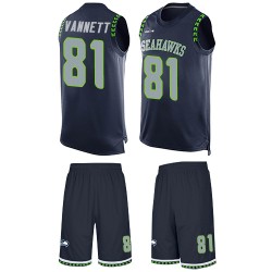 Limited Men's Nick Vannett Navy Blue Jersey - #81 Football Seattle Seahawks Tank Top Suit