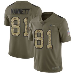 Limited Men's Nick Vannett Olive/Camo Jersey - #81 Football Seattle Seahawks 2017 Salute to Service