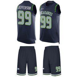 Limited Men's Quinton Jefferson Navy Blue Jersey - #99 Football Seattle Seahawks Tank Top Suit