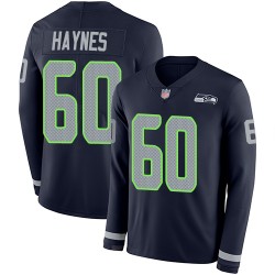 Limited Men's Phil Haynes Navy Blue Jersey - #60 Football Seattle Seahawks Therma Long Sleeve