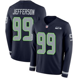 Limited Men's Quinton Jefferson Navy Blue Jersey - #99 Football Seattle Seahawks Therma Long Sleeve