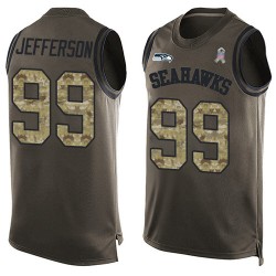 Limited Men's Quinton Jefferson Green Jersey - #99 Football Seattle Seahawks Salute to Service Tank Top