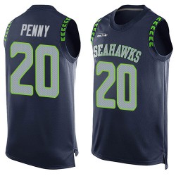 Limited Men's Rashaad Penny Navy Blue Jersey - #20 Football Seattle Seahawks Player Name & Number Tank Top