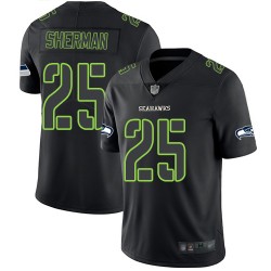 Limited Men's Richard Sherman Black Jersey - #25 Football Seattle Seahawks Rush Impact