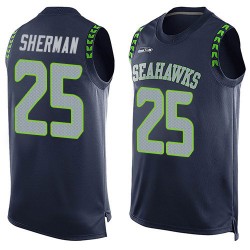 Limited Men's Richard Sherman Navy Blue Jersey - #25 Football Seattle Seahawks Player Name & Number Tank Top