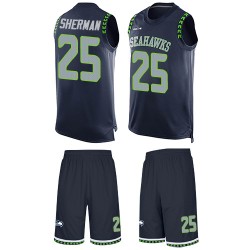 Limited Men's Richard Sherman Navy Blue Jersey - #25 Football Seattle Seahawks Tank Top Suit