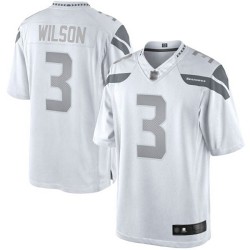 Limited Men's Russell Wilson White Jersey - #3 Football Seattle Seahawks Platinum