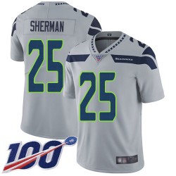 Limited Men's Richard Sherman Grey Alternate Jersey - #25 Football Seattle Seahawks 100th Season Vapor Untouchable