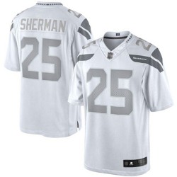 Limited Men's Richard Sherman White Jersey - #25 Football Seattle Seahawks Platinum