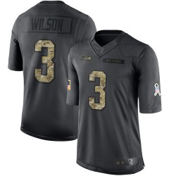 Limited Men's Russell Wilson Black Jersey - #3 Football Seattle Seahawks 2016 Salute to Service