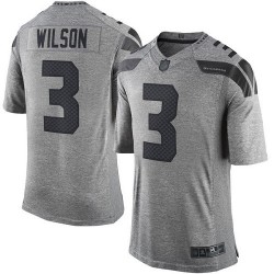 Limited Men's Russell Wilson Gray Jersey - #3 Football Seattle Seahawks Gridiron