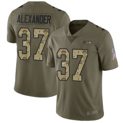 Limited Men's Shaun Alexander Olive/Camo Jersey - #37 Football Seattle Seahawks 2017 Salute to Service