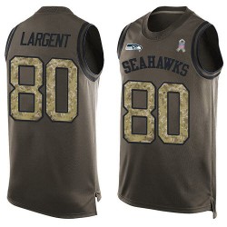 Limited Men's Steve Largent Green Jersey - #80 Football Seattle Seahawks Salute to Service Tank Top