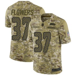 Limited Men's Tre Flowers Camo Jersey - #37 Football Seattle Seahawks 2018 Salute to Service