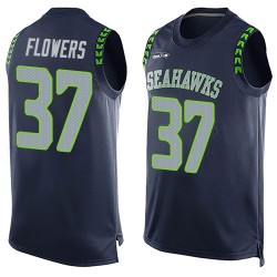 Limited Men's Tre Flowers Navy Blue Jersey - #37 Football Seattle Seahawks Player Name & Number Tank Top