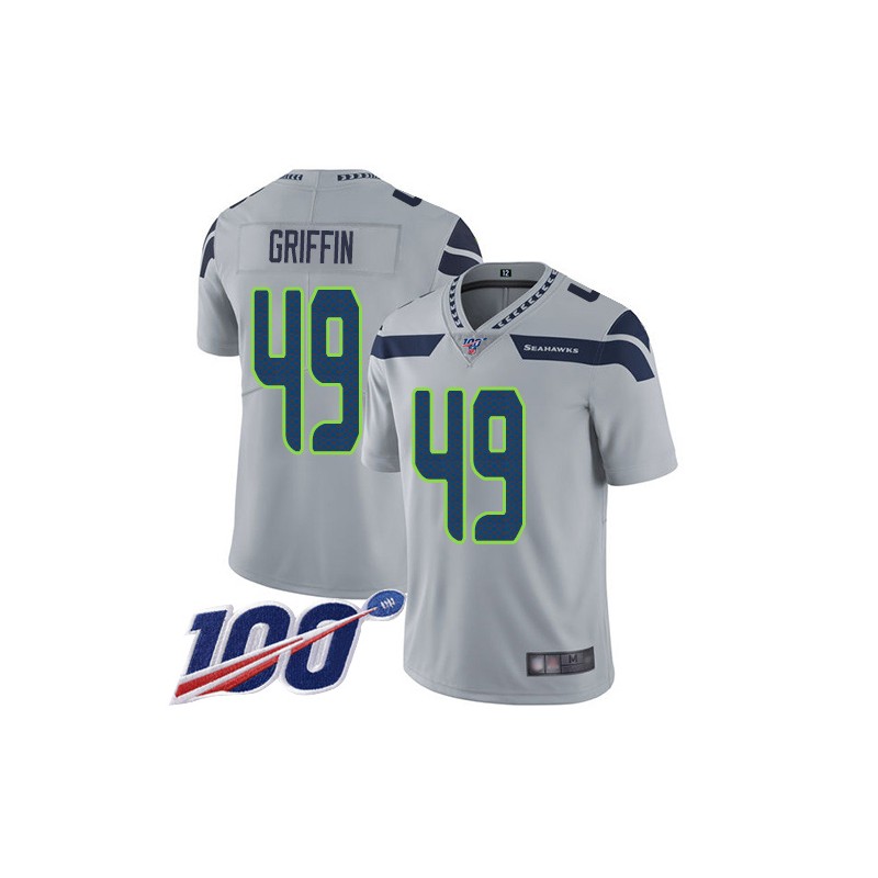 Limited Men's Shaquem Griffin Grey Alternate Jersey - #49 Football Seattle  Seahawks 100th Season Vapor Untouchable Size 40/M