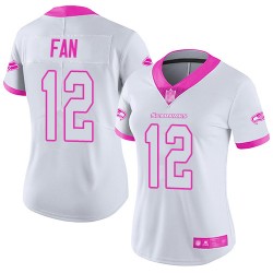 Limited Women's 12th Fan White/Pink Jersey - Football Seattle Seahawks Rush Fashion