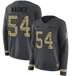 Limited Women's Bobby Wagner Black Jersey - #54 Football Seattle Seahawks Salute to Service Therma Long Sleeve