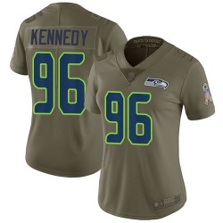 Limited Women's Cortez Kennedy Olive Jersey - #96 Football Seattle Seahawks 2017 Salute to Service